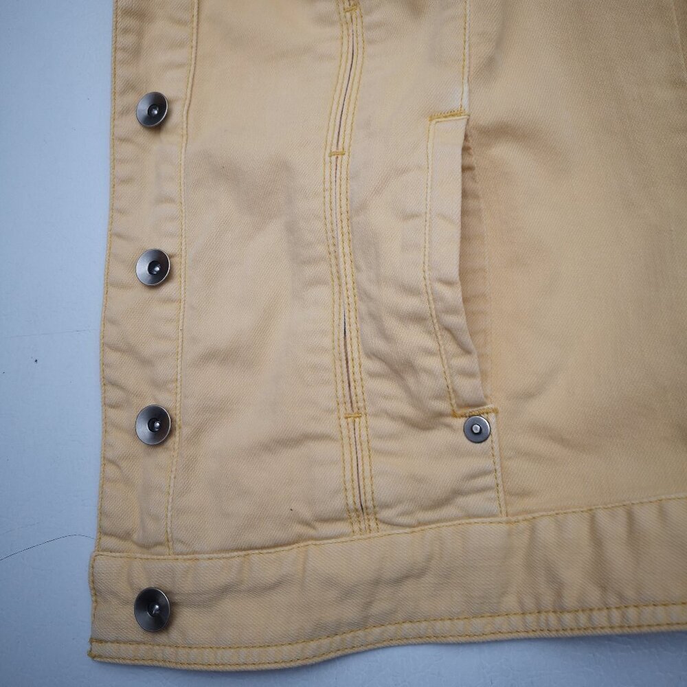 Chico's Platinum Ladies Size 1 (approx. 8 US) Mustard Button Front Jean Jacket - Picture 9 of 13